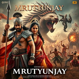 A cinematic action fantasy film poster named 'MRUTYUNJAY'