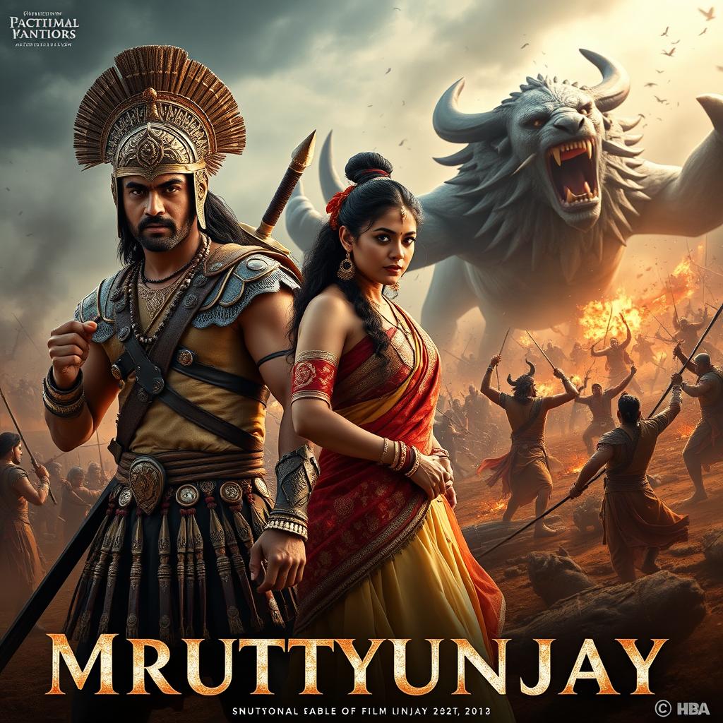 A cinematic action fantasy film poster named 'MRUTYUNJAY'