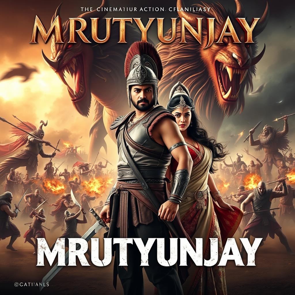 A cinematic action fantasy film poster titled 'MRUTYUNJAY'