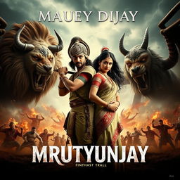 A cinematic action fantasy film poster named 'MRUTYUNJAY'