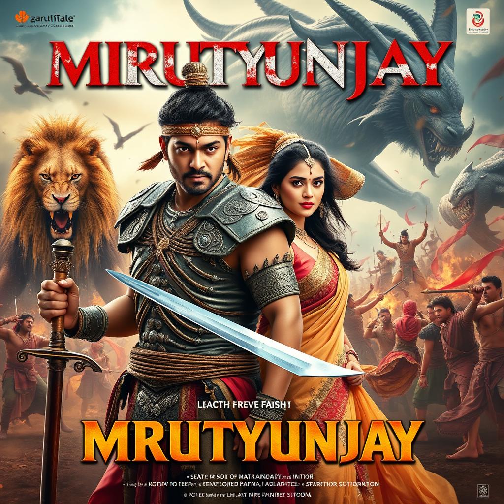 A cinematic action fantasy film poster titled 'MRUTYUNJAY'