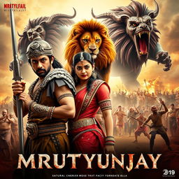 A cinematic action fantasy film poster titled 'MRUTYUNJAY'