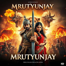 A cinematic action fantasy film poster titled 'MRUTYUNJAY'