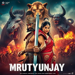 A cinematic action fantasy film poster titled 'MRUTYUNJAY'