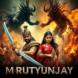 A cinematic action fantasy film poster titled 'MRUTYUNJAY'