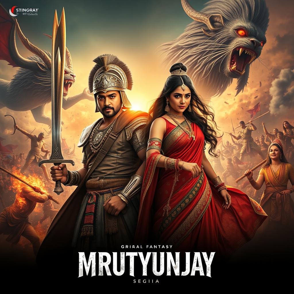 A cinematic action fantasy film poster titled 'MRUTYUNJAY'