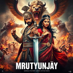 A cinematic action fantasy film poster titled 'MRUTYUNJAY'