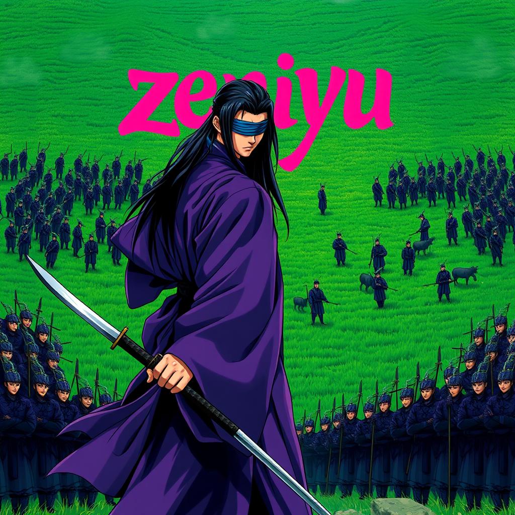 A dark fantasy anime cover titled "zeniyu" featuring vibrant pink lettering