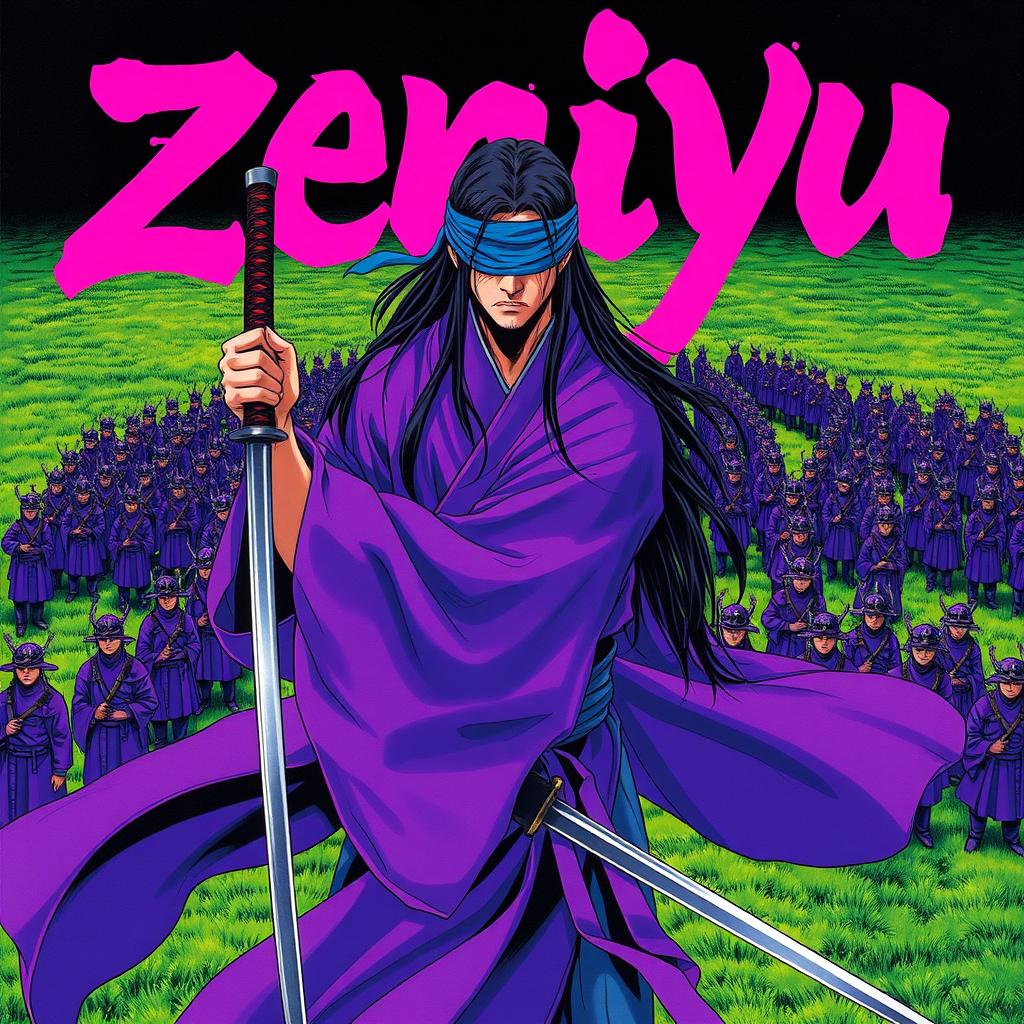 A dark fantasy anime cover titled "zeniyu" featuring vibrant pink lettering