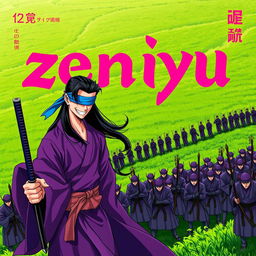 A dark fantasy anime cover titled "zeniyu" featuring vibrant pink lettering