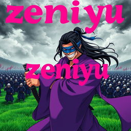 A dark fantasy anime cover titled "zeniyu" featuring vibrant pink lettering