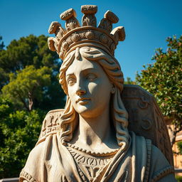 A detailed representation of La Dama de Elche, showcasing the intricate styles of ancient Iberian art