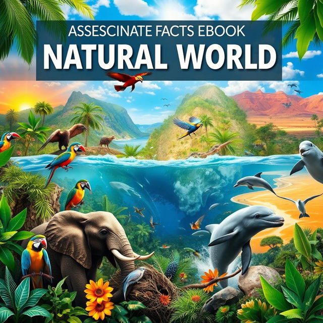 Fascinating facts about the natural world, presenting stunning visuals of various ecosystems such as vibrant rainforests, expansive deserts, and lush oceans