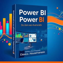 A vibrant and engaging ebook cover design for 'Desbravando o Power BI: Do Zero ao Avançado'