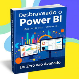 A vibrant and engaging ebook cover design for 'Desbravando o Power BI: Do Zero ao Avançado'