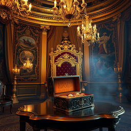 A luxurious, royal setting revealing the secrets of royalty