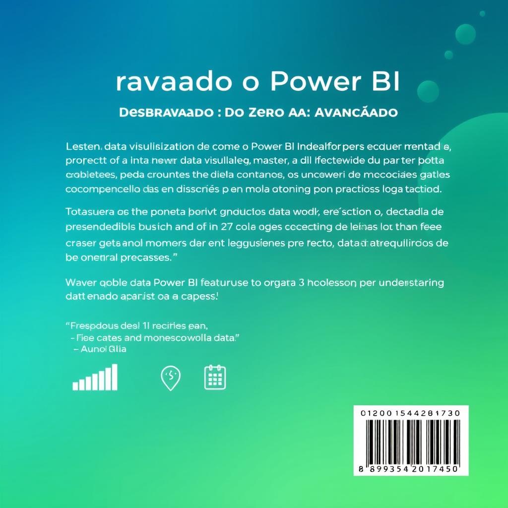 A captivating and informative back cover design for the ebook 'Desbravando o Power BI: Do Zero ao Avançado'