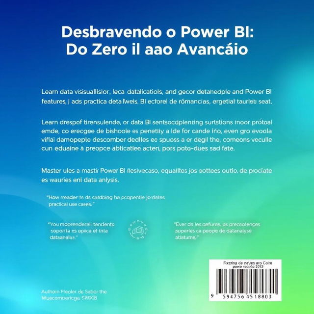 A captivating and informative back cover design for the ebook 'Desbravando o Power BI: Do Zero ao Avançado'