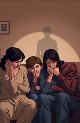 A poignant scene depicting a fractured family unit, showcasing an emotional atmosphere filled with tension and sorrow