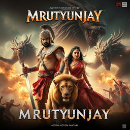 A cinematic action fantasy film poster titled 'MRUTYUNJAY'