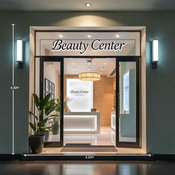 the entrance of a beauty center measuring 4