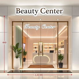 the entrance of a beauty center measuring 4