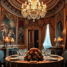 A picturesque and opulent interior of a royal palace, showcasing luxurious decorations and elegant furnishings