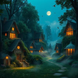 A series of intriguing secret houses hidden within lush, verdant forests
