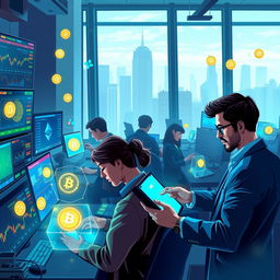 A visually captivating digital illustration representing the cryptocurrency market