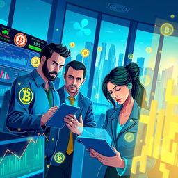 A visually captivating digital illustration representing the cryptocurrency market