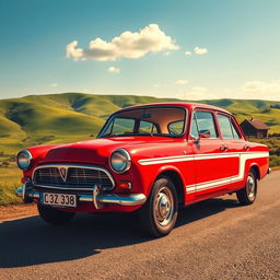 A vintage Lada Zhiguli parked on a scenic roadside