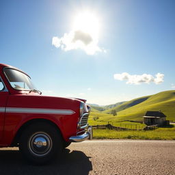 A vintage Lada Zhiguli parked on a scenic roadside