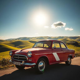 A vintage Lada Zhiguli parked on a scenic roadside