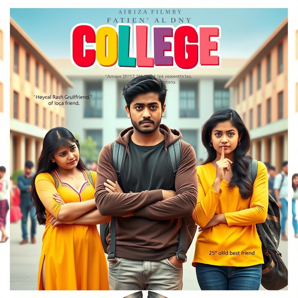 A vibrant and comedic film poster set in front of a college campus