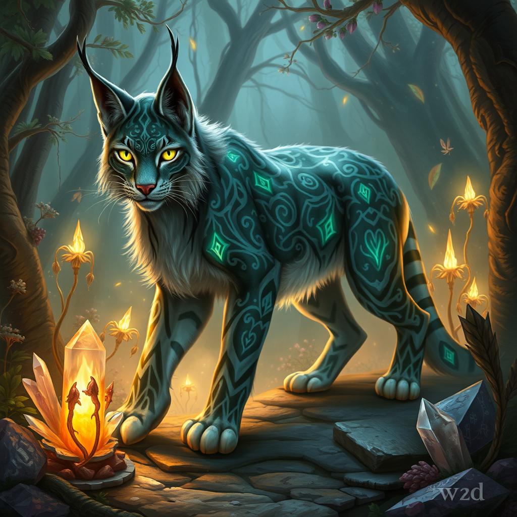 A mythical Dungeons and Dragons-style lynx, portrayed as an enigmatic and powerful creature