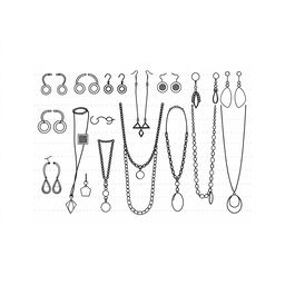 A cute coloring page featuring an array of stylish earrings and necklaces beautifully arranged against a dotted line background