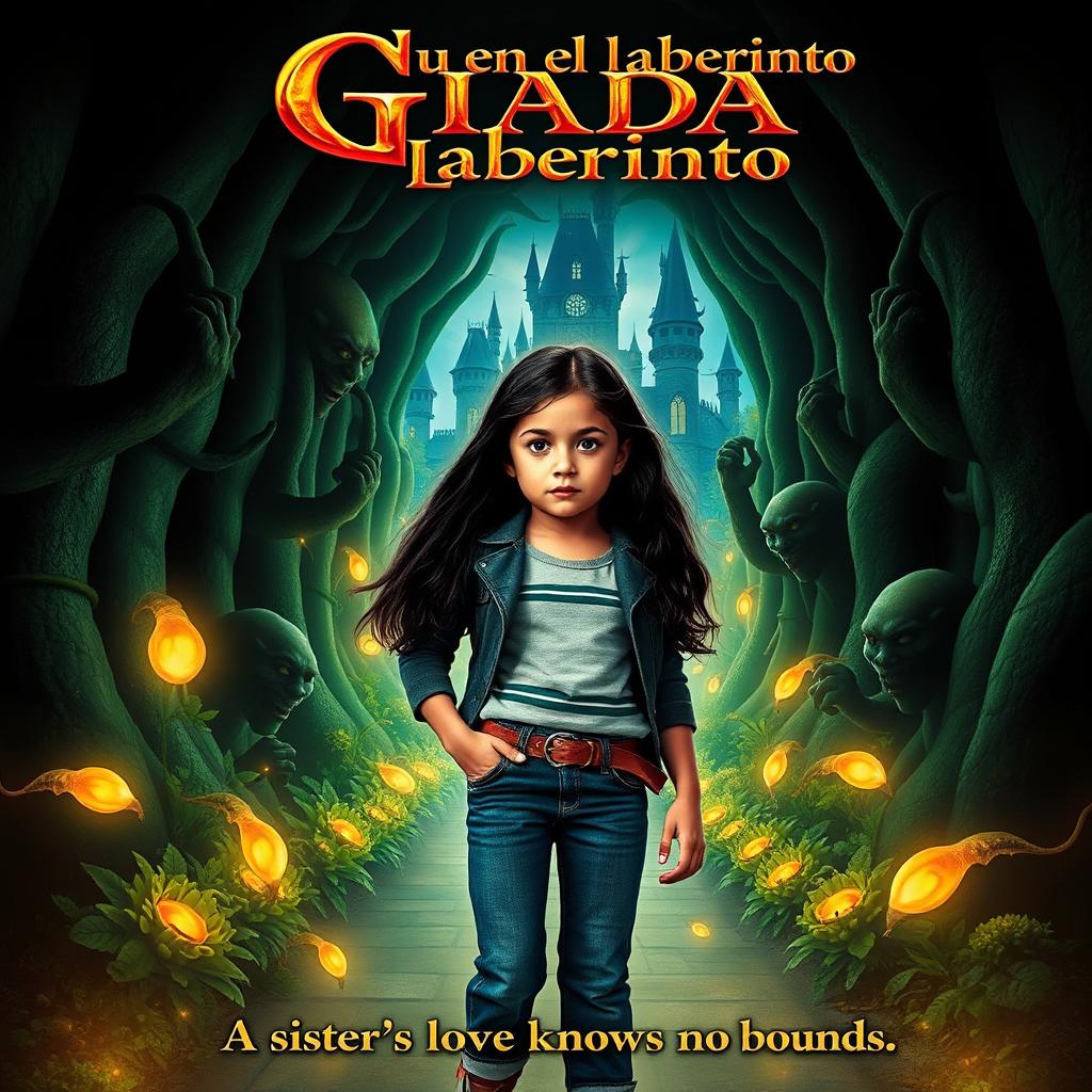 A movie poster for a fantasy adventure film titled 'Giada en el laberinto'