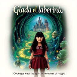 A captivating movie poster for a fantasy adventure film titled 'Giada y el laberinto'