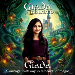 A captivating movie poster for a fantasy adventure film titled 'Giada y el laberinto'