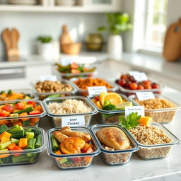 A beautifully arranged meal prep station featuring easy-to-digest, nutritionally balanced foods tailored for elderly individuals