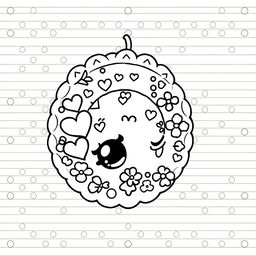 A kawaii-style coloring page featuring a large, cute earring as the central design