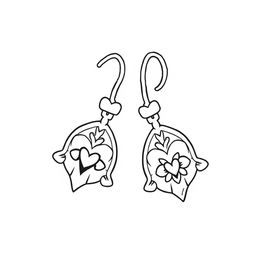 A kawaii-style coloring page featuring a delightful pair of earrings with a dotted line background