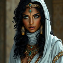 A stunning female character inspired by ancient Egypt, portrayed as a thief and vampire