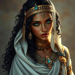 A stunning female character inspired by ancient Egypt, portrayed as a thief and vampire