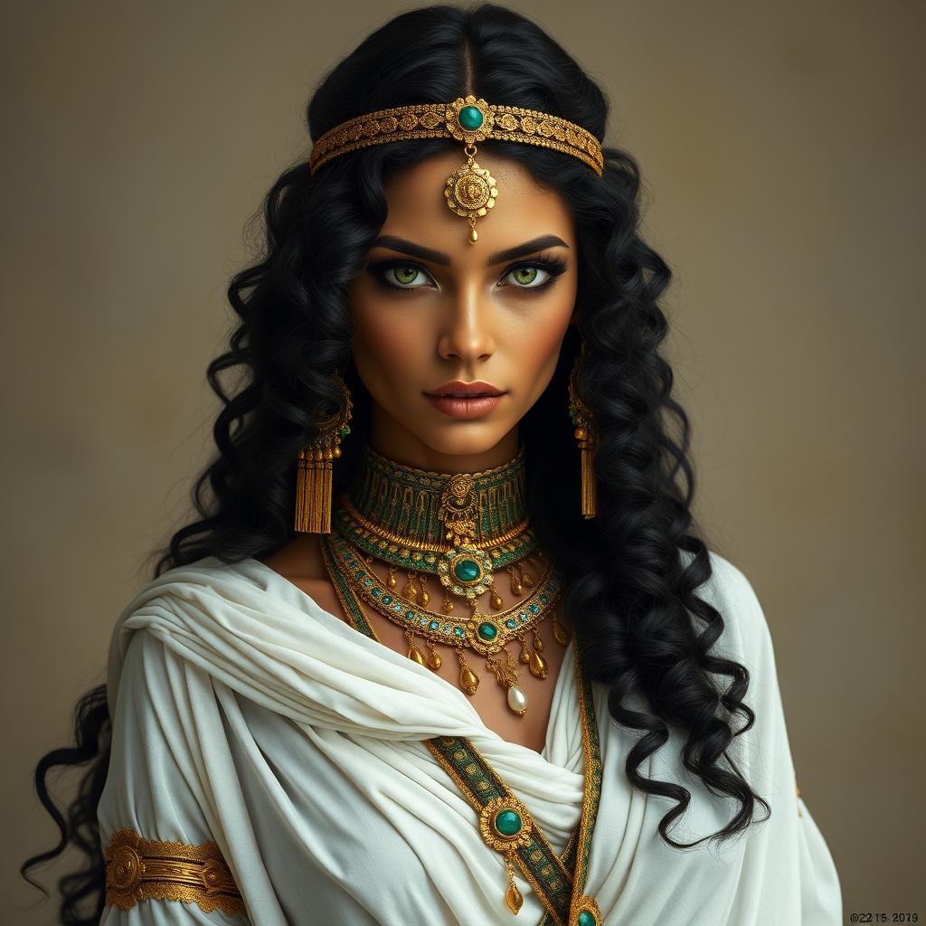 A stunning female character inspired by ancient Egypt, portrayed as a thief and vampire