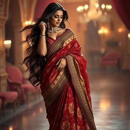 A romantic scene featuring a stunning Indian woman inspired by Aishwarya Rai, exuding confidence and beauty