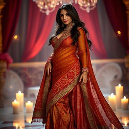 A romantic scene featuring a stunning Indian woman inspired by Aishwarya Rai, exuding confidence and beauty