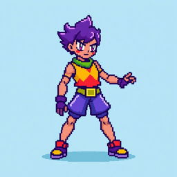 A humanoid character designed in pixel art style with a resolution of 32x32 pixels