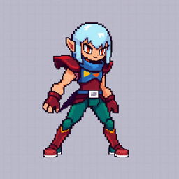 A humanoid character designed in pixel art style with a resolution of 32x32 pixels