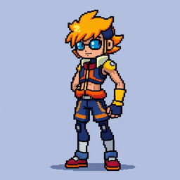 A humanoid character designed in pixel art style with a resolution of 32x32 pixels